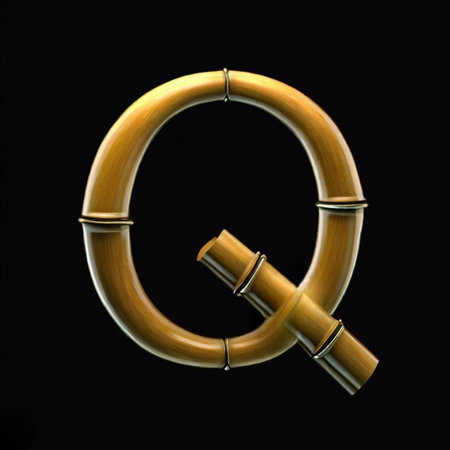 bamboo ring isolated on black background. 3d render illustration.の素材