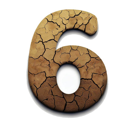 Dry cracked earth font, number 6. 3D Renderingの素材