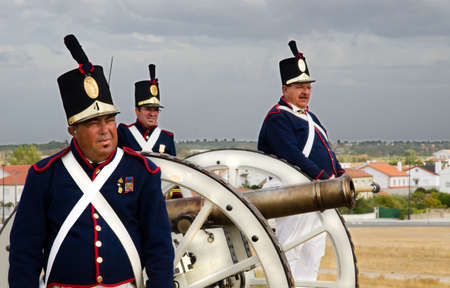 Almeida, Portugal - 08/26/2017: Reenactment of siege of Almeida during Napoleonic Peninsular War - cannonのeditorial素材