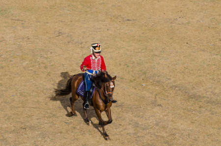 Almeida, Portugal - 08/26/2017: Reenactment of siege of Almeida during Napoleonic Peninsular War - cavalry battleのeditorial素材
