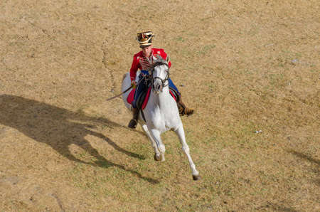 Almeida, Portugal - 08/26/2017: Reenactment of siege of Almeida during Napoleonic Peninsular War - cavalry battleのeditorial素材