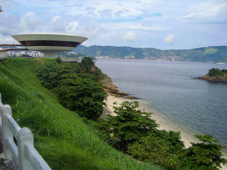 beautiful Art museum in Niteroi, Rio de Janeiro, Brazilのeditorial素材