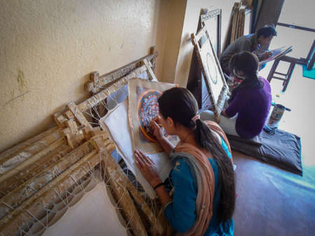 Painter doing a mandala drawingのeditorial素材