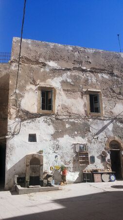 Detail of a wall in the medina of Essaouira, Morocco in summer day,の写真素材