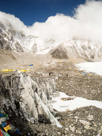 Tents at Everest base camp trek in Nepalの写真素材