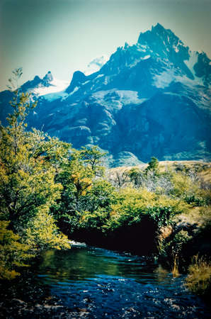 Beautiful and pristine river at Torres del Paine, Chileの写真素材