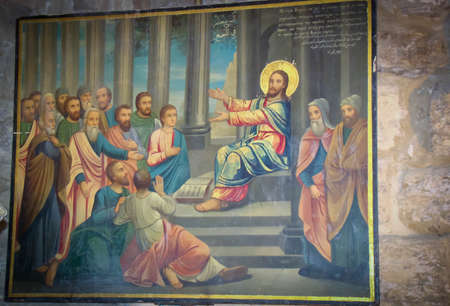 Image of Jesus preaching in the temple in Jerusalem, Israelのeditorial素材