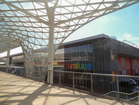 Exterior of Fira Milano in Italy. Beautiful architecture, forms and shapesのeditorial素材