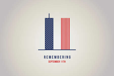Remember 9 11. Illustration of the Twin towers representing the number eleven.