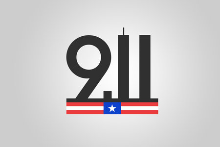 Always Remember 9 11. Remembering Patriot day. Star on Blue background and red stripes from the USA...