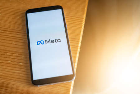 California, United States. Oct 28, 2021: Meta, Facebook rebrand concept. Meta Logo. Transition and change to metaverse.のeditorial素材