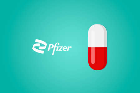 New York, United States. Nov 5, 2021: Pfizer pill against Covid 19. Paxlovid, an oral antiviral drug to reduce the risk of hospitalizationのeditorial素材