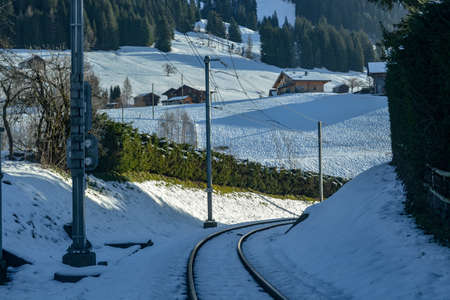 Rail Path in Icy Placeの写真素材