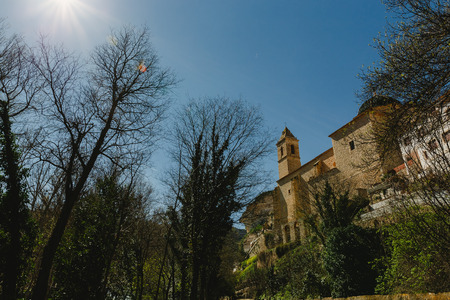 Aerial view of the Spanish town of Cullera with rice fields in the backgroundの写真素材