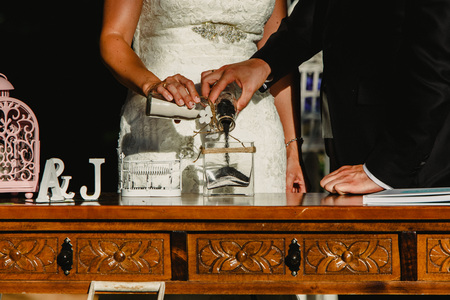 Couple hugging in love with a natural lookの写真素材