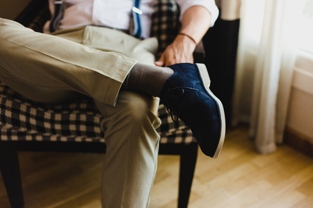 Men's shoes to dress by choosing the day of the weddingの写真素材