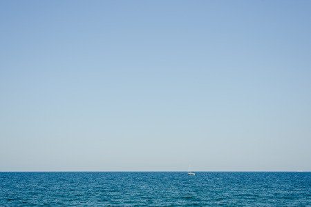 Blue mediterranean sea without nobody with empty horizon.の写真素材