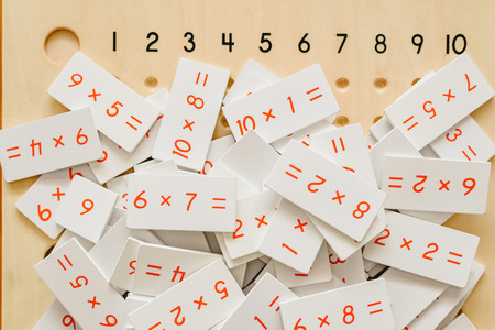 Montessori classroom material for learning children in the area of ââmathematics, addition, subtraction and counting up to thousandsの写真素材