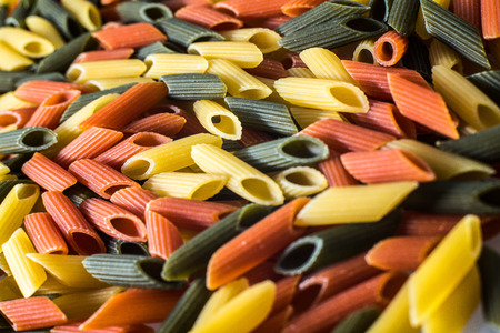 Macaroni tricolor with organic pasta integralの写真素材