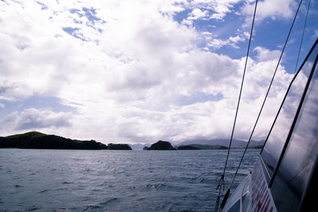 sailing on a boat by the sea of ââmekongの写真素材