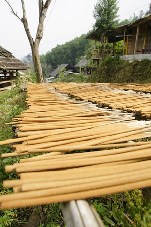 Homemade incense sticks dryingの写真素材