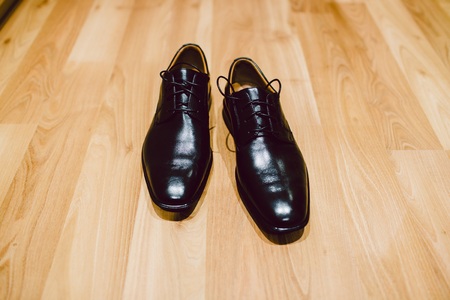 Elegant dark colored men shoesの写真素材