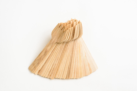 Group of ecological wood forksの写真素材