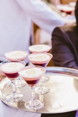 Drinks during a wedding in glass cups with ice
