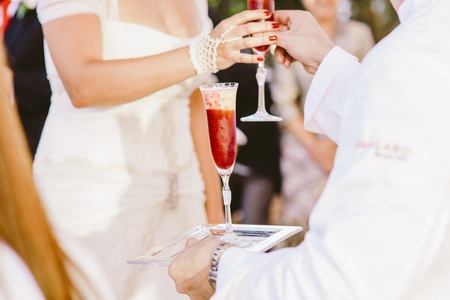 Drinks during a wedding in glass cups with iceの写真素材
