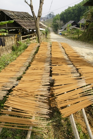 Homemade incense sticks dryingの写真素材