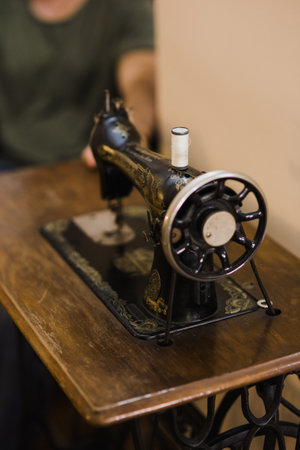 Old automatic pedal sewing machine