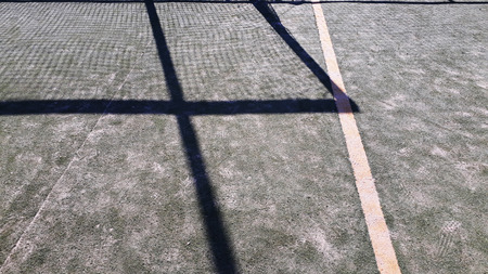 Lines on a green background soccer fieldの写真素材