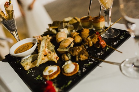 Appetizers in a Mediterranean wedding, a single-bite snack