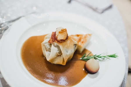 Appetizers served by a waiter  at a wedding