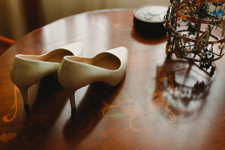 High heels shoes for women on their wedding dayの写真素材