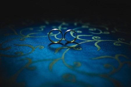 Pair of elegant wedding ringsの写真素材