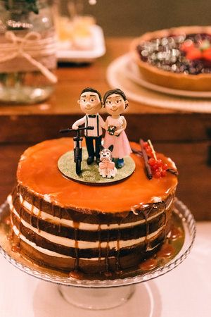 Chocolate wedding cake and other sweets
