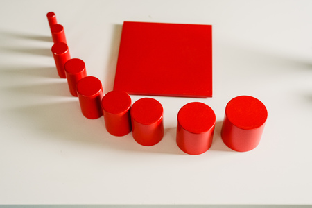 Geometry and mathematics materials in a Montessori classroomの写真素材