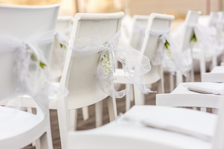 Moderm empty style wooden chairs for events and weddingsの写真素材