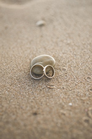 Wedding rings for the bride and groom.の写真素材