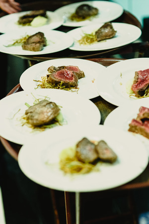 Main dish cooked with meat and garnish