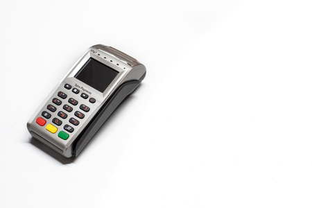 Dataphone, card reader to charge purchases, isolating on white background.の写真素材