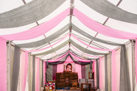 Valencia, Spain - March 16, 2019: Interior of an empty Casal, space where the falleros gather to celebrate and party together during the Fallas festivities.のeditorial素材