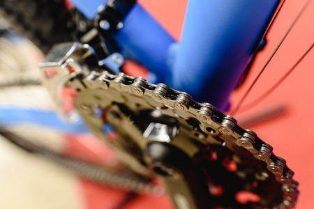 Mountain Bike Groupsets, chain and pedals mounted in its frame.
