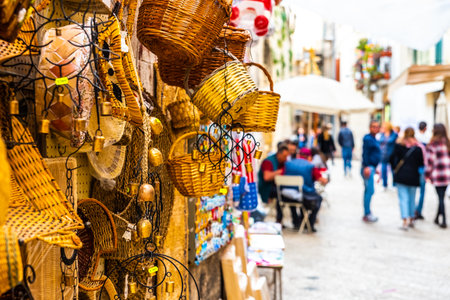 Bari, Italy - March 10, 2019: Street market for the inhabitants and tourists who walk the streets of Bari.のeditorial素材