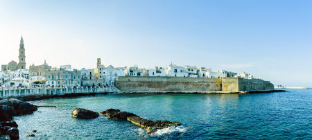 Monopoli, Italy - March 9, 2019: View from the port of the Adriatic city of Monopoli.のeditorial素材