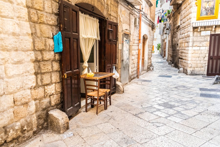 Craft tables to dry the orecchiette, pasta made by the women of Bari, Italy.のeditorial素材