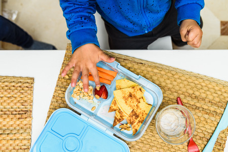 Healthy lunch of children in a schoolの写真素材