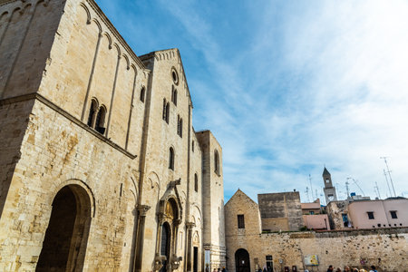 Bari, Italy - March 10, 2019: Facade of the minor basilica of San Nicolas de Bari.のeditorial素材