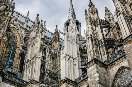 Cologne, Germany - June 6, 2019: Detail of the architecture of the Koln cathedral.のeditorial素材